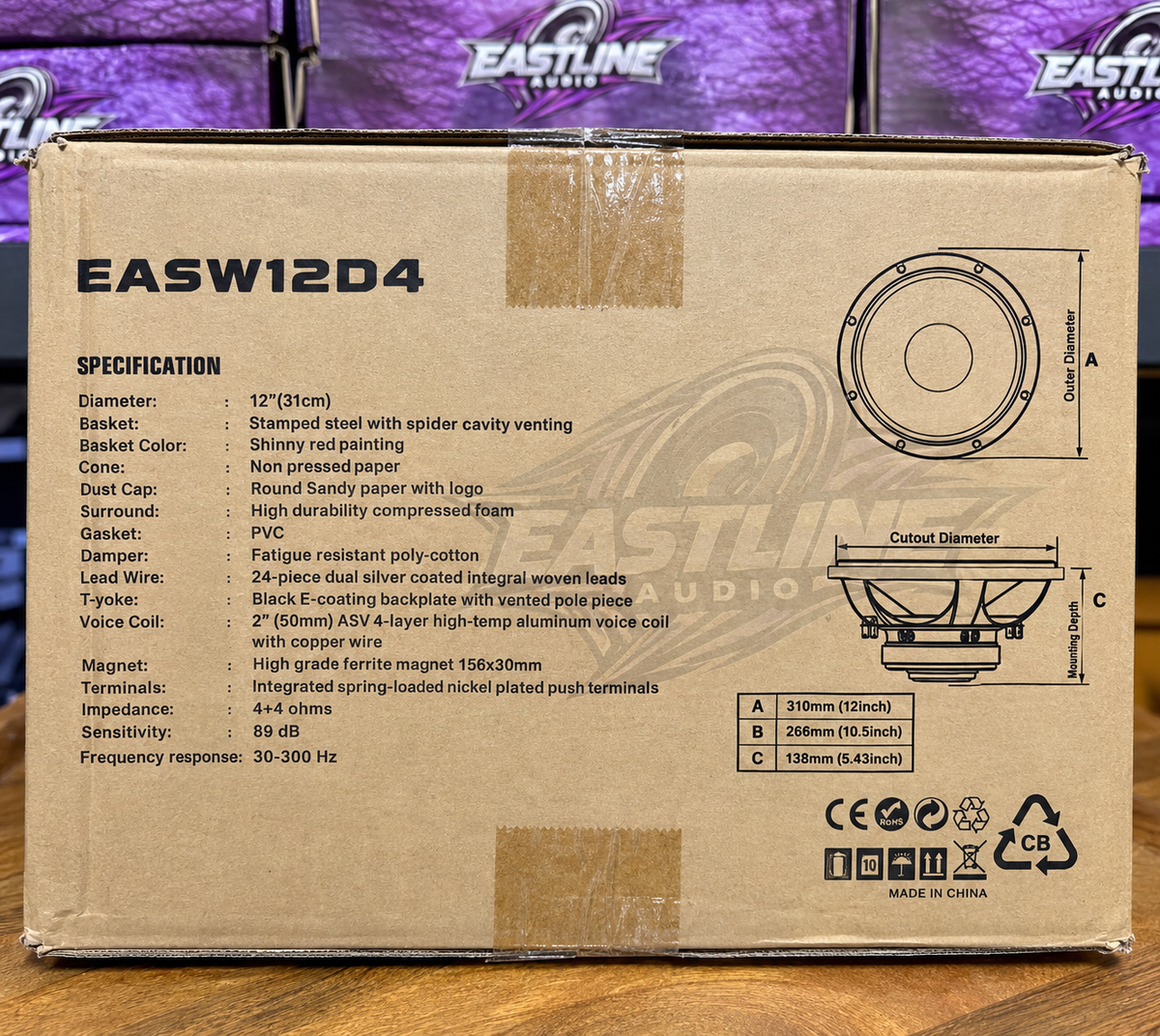 Eastline Audio EAS12D4 Subwoofer 12” Doble Coil 800W 4+4 OHM