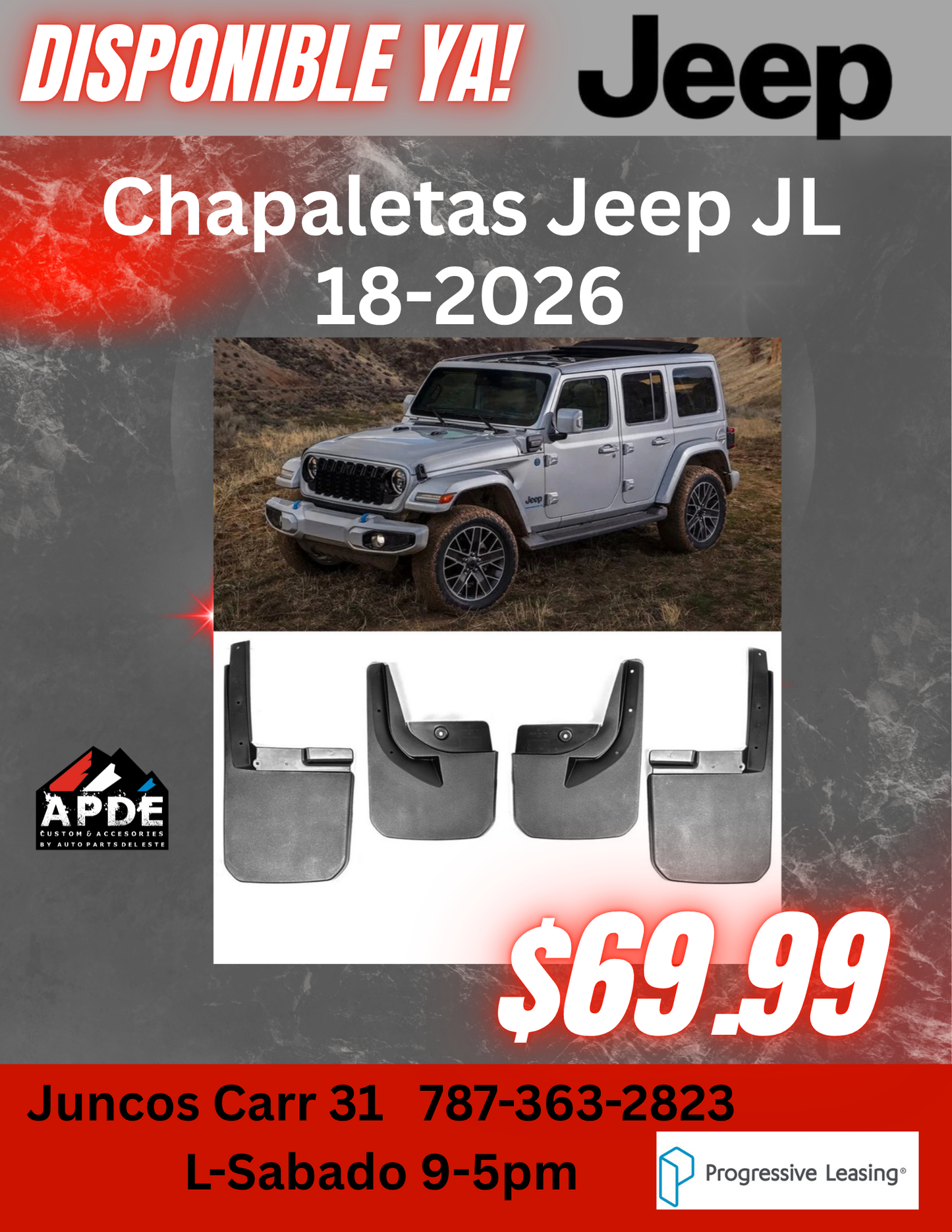 Jeep Chapaletas Mud Guard Set de (4) JL 18-2026 No LOGO