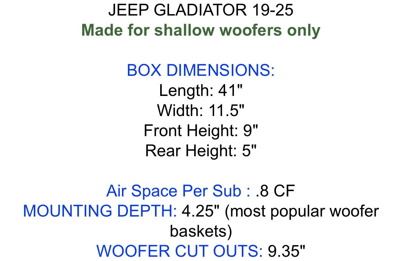 Jeep Gladiator 2020-2026 Cajon de Bajo Down Firing 2-10” Shallow