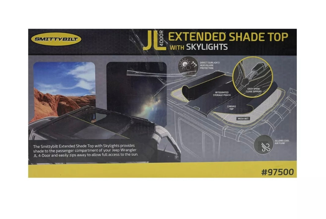 Smittybilt Extended Mesh Shade Top w/ SkyLights 97500 Wrangler JL 4Puertas 18-24