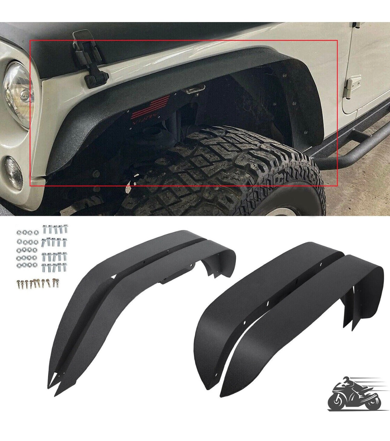 Fenders Cortos Acero Jeep JK 07-18 Delantero & Trasero