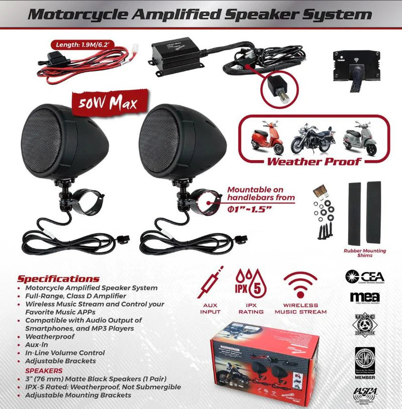Audiopipe 3” Bocinas Amplificadas para Motora Huevitos Pods (APMC-503KT)