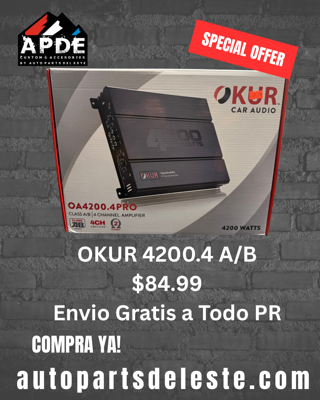 Okur Amplificador 4200.4 A/B 4 Canales
