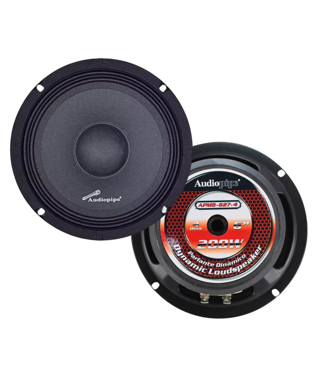 Audiopipe Par de 6.5" 4-Ohm 100 Watt RMS Mid-range Loud Speaker APMB-627-4