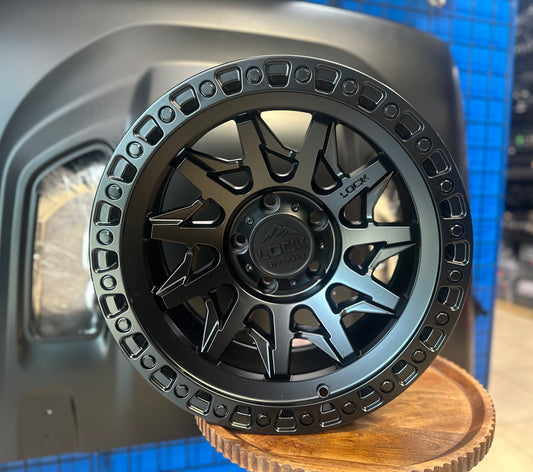 Lock Wheels Lunatic Black 17x9 -12  ET 5x127 Jeep JK/JL & Gladiator Set de 4 Aros