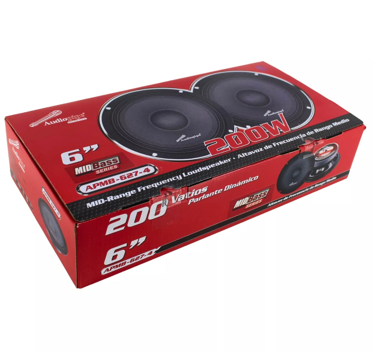 Audiopipe Par de 6.5" 4-Ohm 100 Watt RMS Mid-range Loud Speaker APMB-627-4