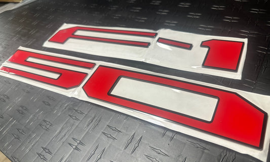 Letras de Compuerta F150 2018 al 2020 Rojo y Bordes Negro
