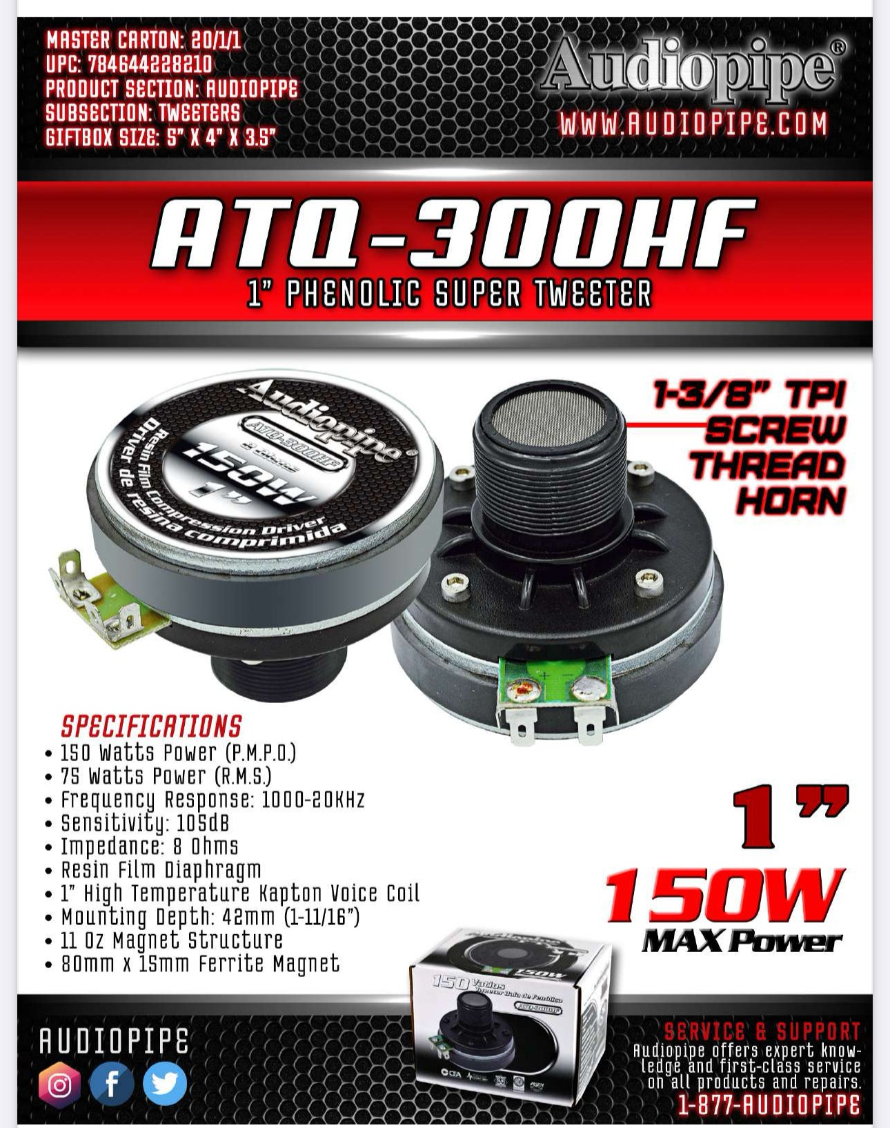 Audiopipe Driver 1” ATQ-300HF