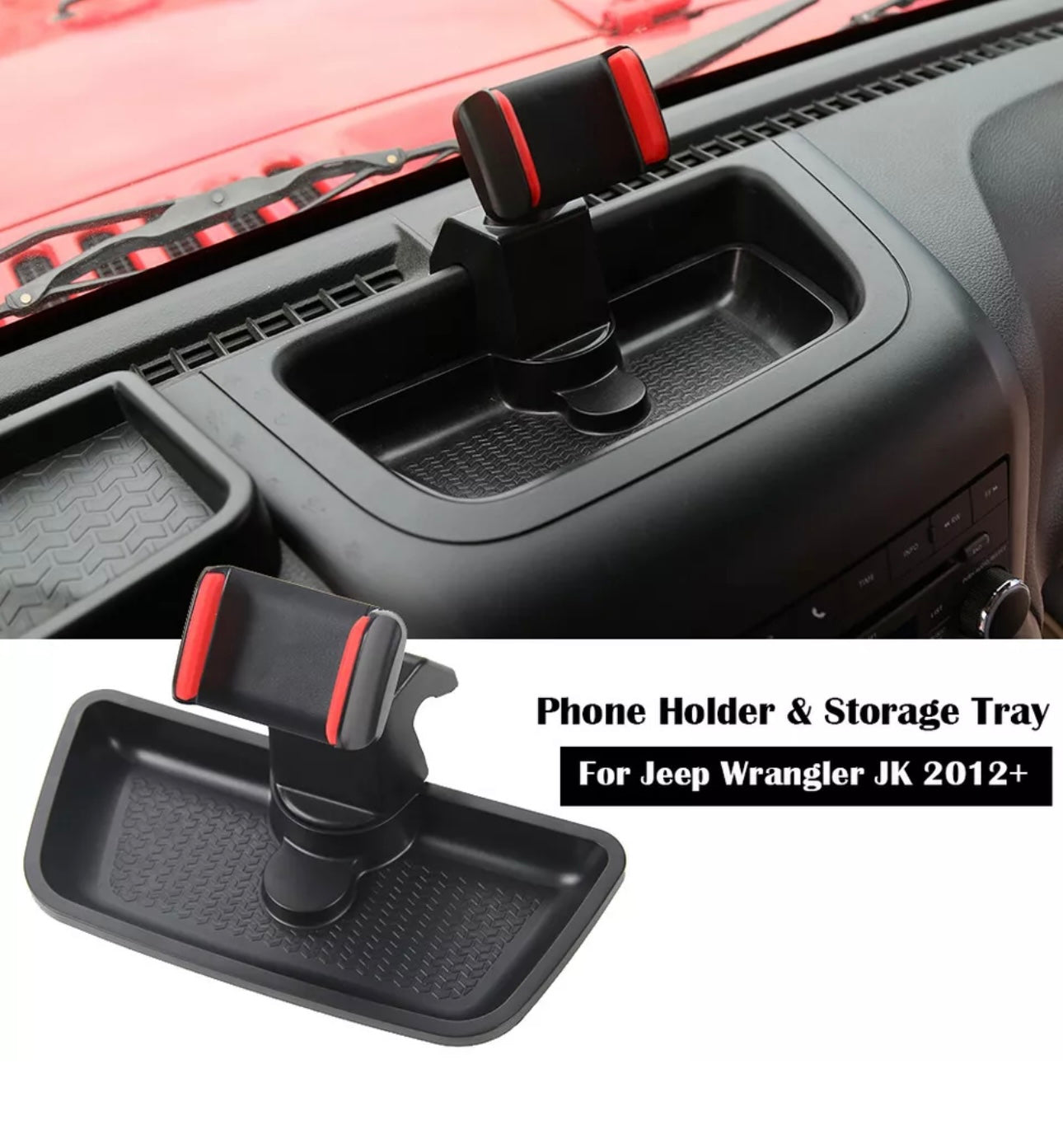 Phone Holder Storage Box Jeep Wrangler JK 12-18 Interior