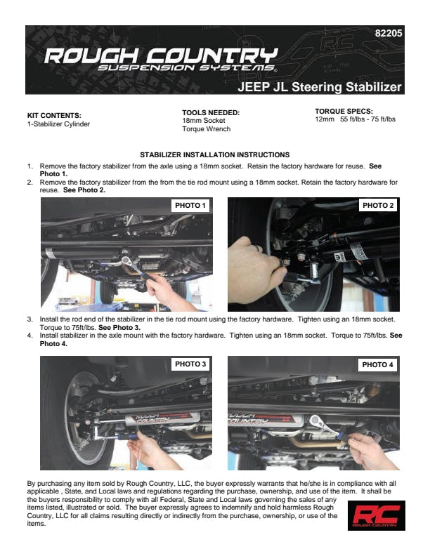 RC Steering Stabilizer Jeep JL & JT 18-2024