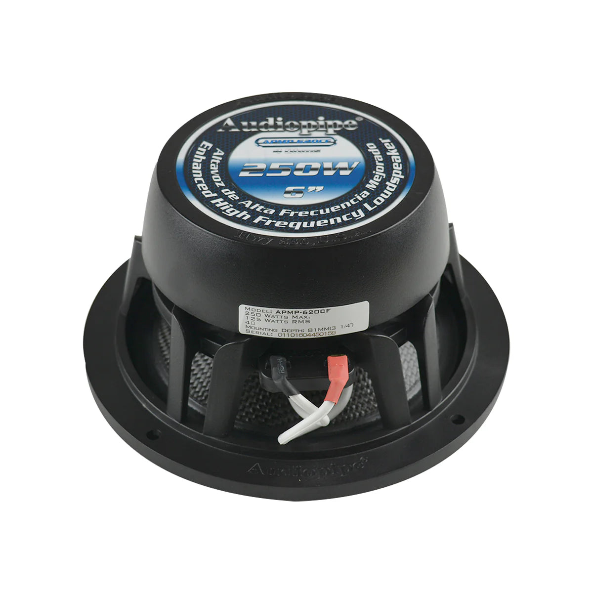 Audiopipe Bocina 6.5” 250W High Mid Frequency Marino APMP-620CF Carbon Fiber Cone