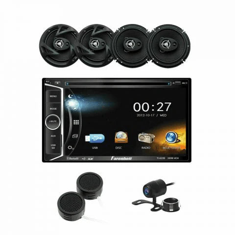 Power Acoustik Doble  Din Deck and Speakers Combo 6.2 inch LCD Touchscreen, Bluetooth, AUX, USB ,SD Card DVD2-654