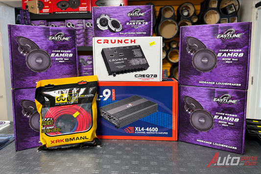 Combo Ready 8” 4-Bocinas 8” + 2 Tweeters + Kit de Cable + Amplificador + Preamp 7 Bandas