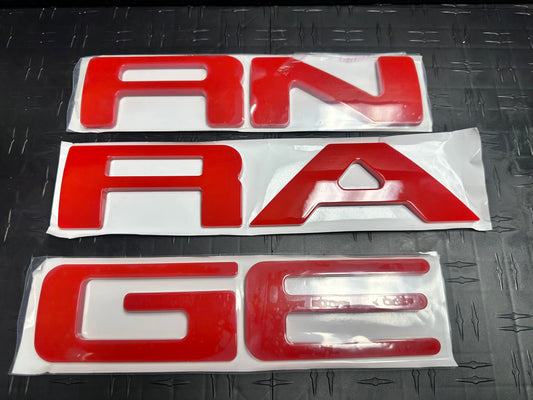 Letras de Compuerta Ranger 2019-2025 Rojo ABS Plastic 3D